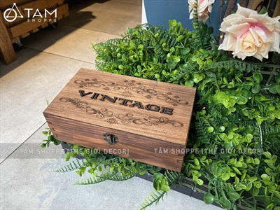 Rương gỗ Vintage chữ nổi [Hàng chuẩn - Vân gỗ đẹp] KT 25x14x8cm RUONG-GO-02